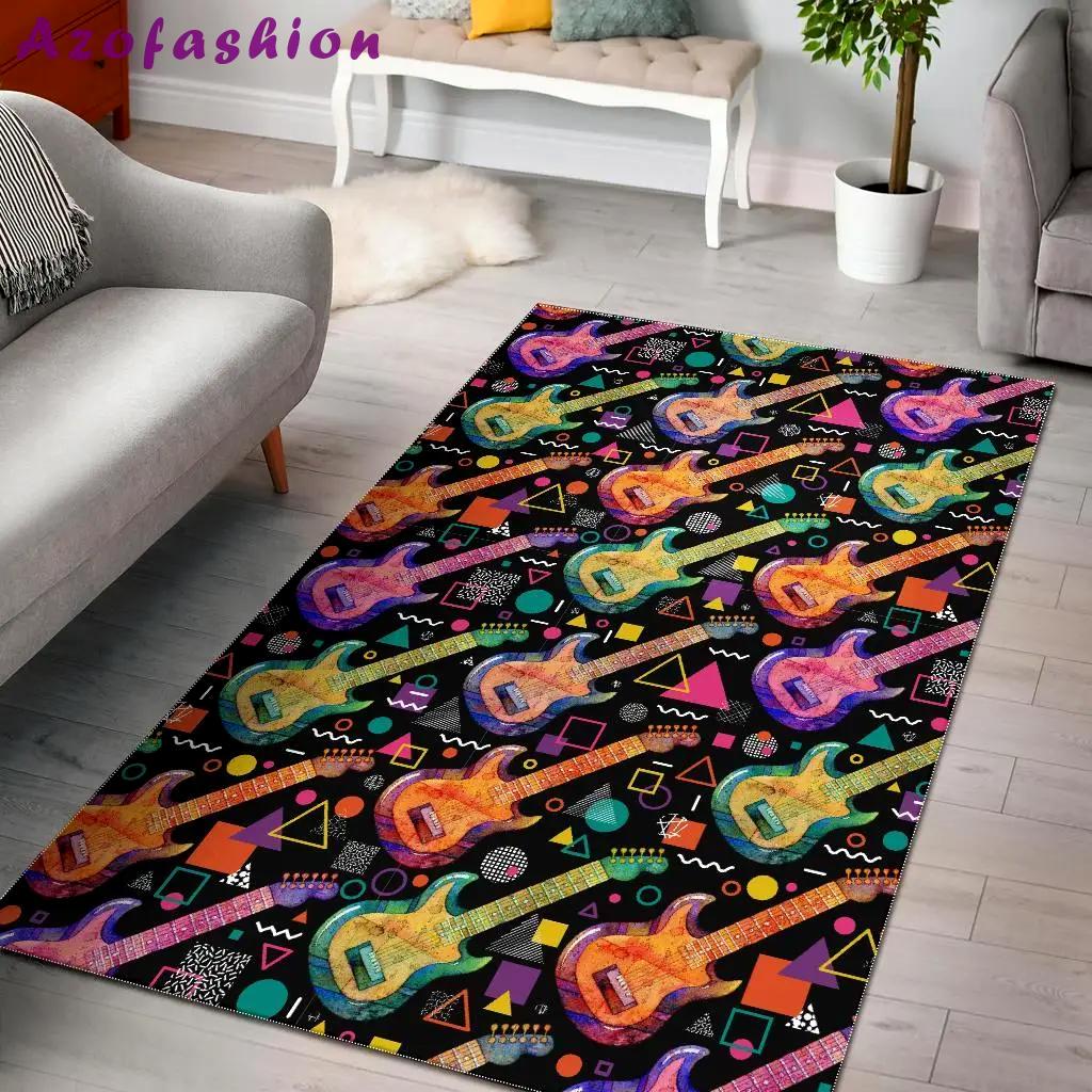 Colorful electric guitar pattern print area rug living room rug home decor Rectangle Rug