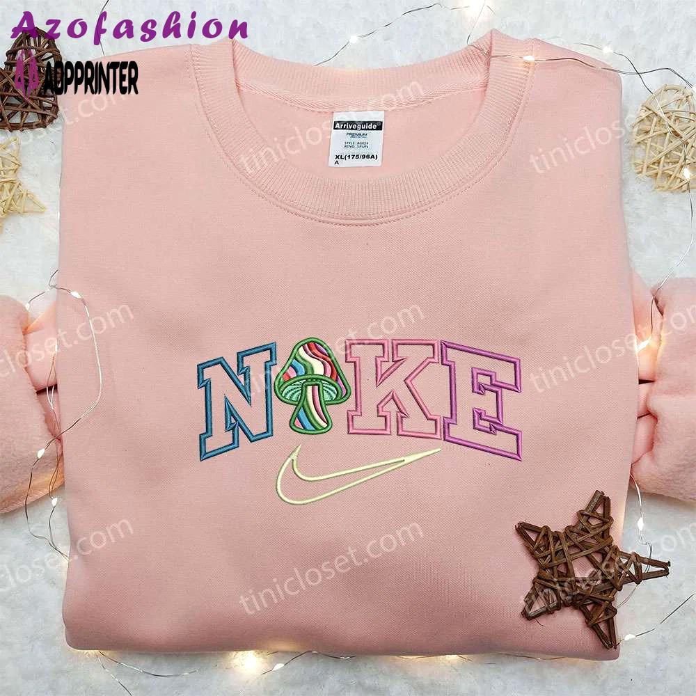 Colorful mushroom x nike embroidered shirt – best family gift nike inspired Embroidered Shirt