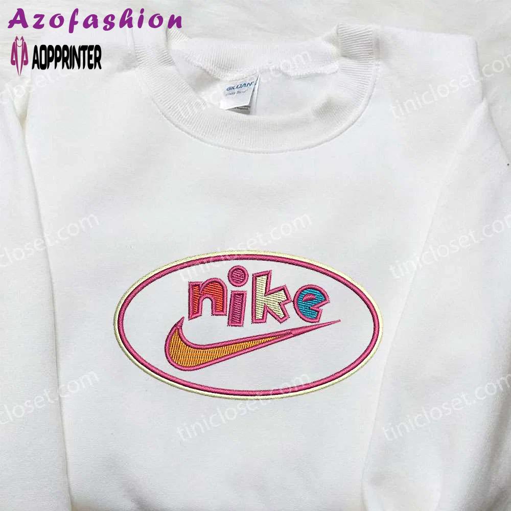 Colorful nike embroidered sweatshirt: best birthday gift idea with nike inspired embroidered shirt Embroidered Shirt