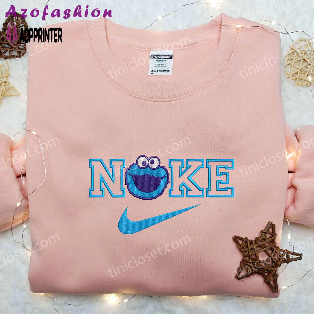 Cookie monster x nike embroidered shirt – custom sesame street tee Embroidered Shirt