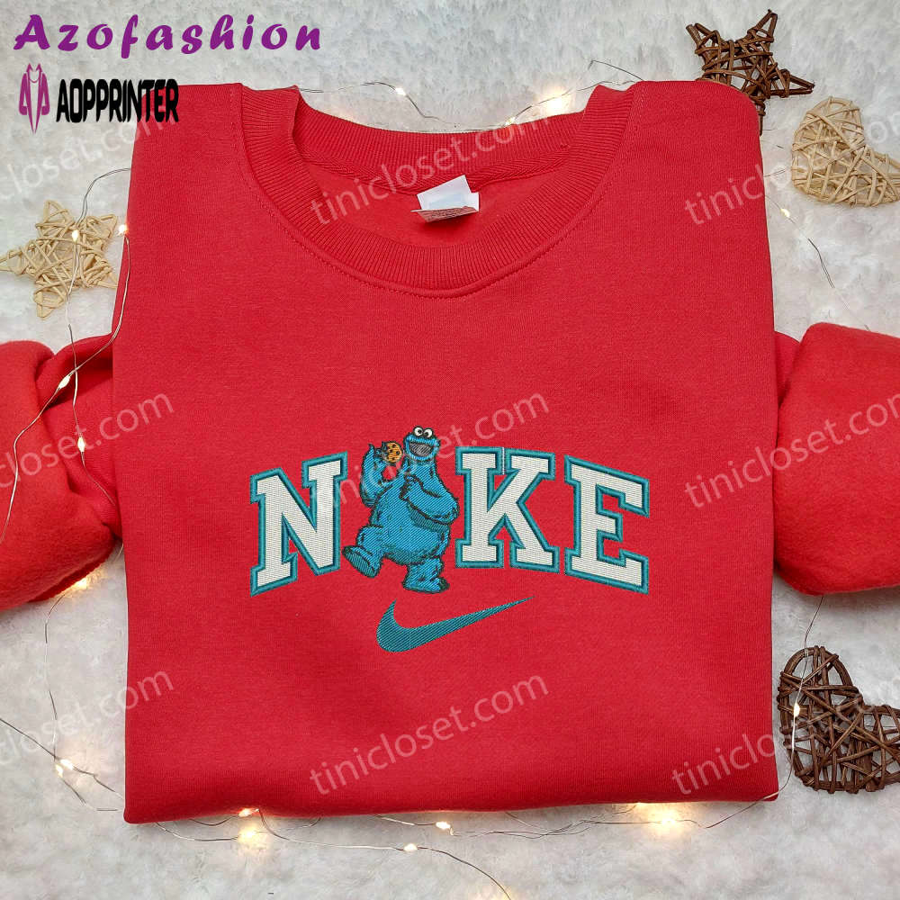 Cookie monster x nike embroidered shirt – sesame street & custom designs Embroidered Shirt