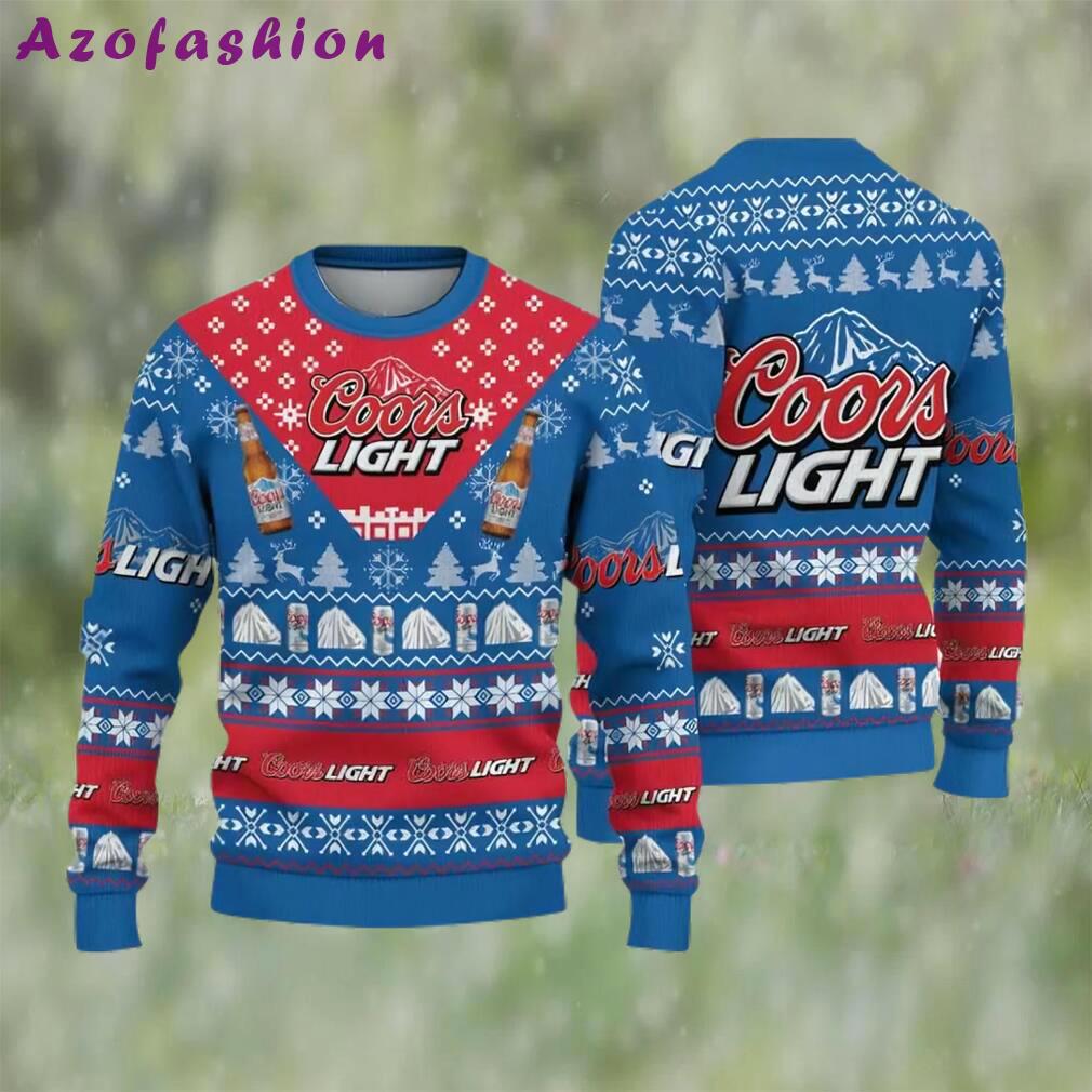 Coors light beer blue ugly christmas sweater, faux wool sweater, international beer day, gifts for beer lovers, best christmas gifts for 2022 ? prinvity Christmas Ugly Sweater