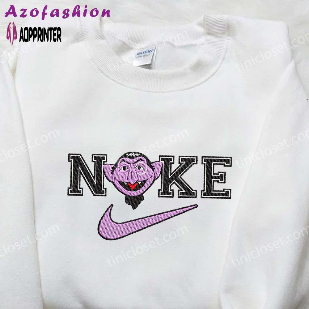 Count von count x nike embroidered shirt – sesame street & custom design Embroidered Shirt