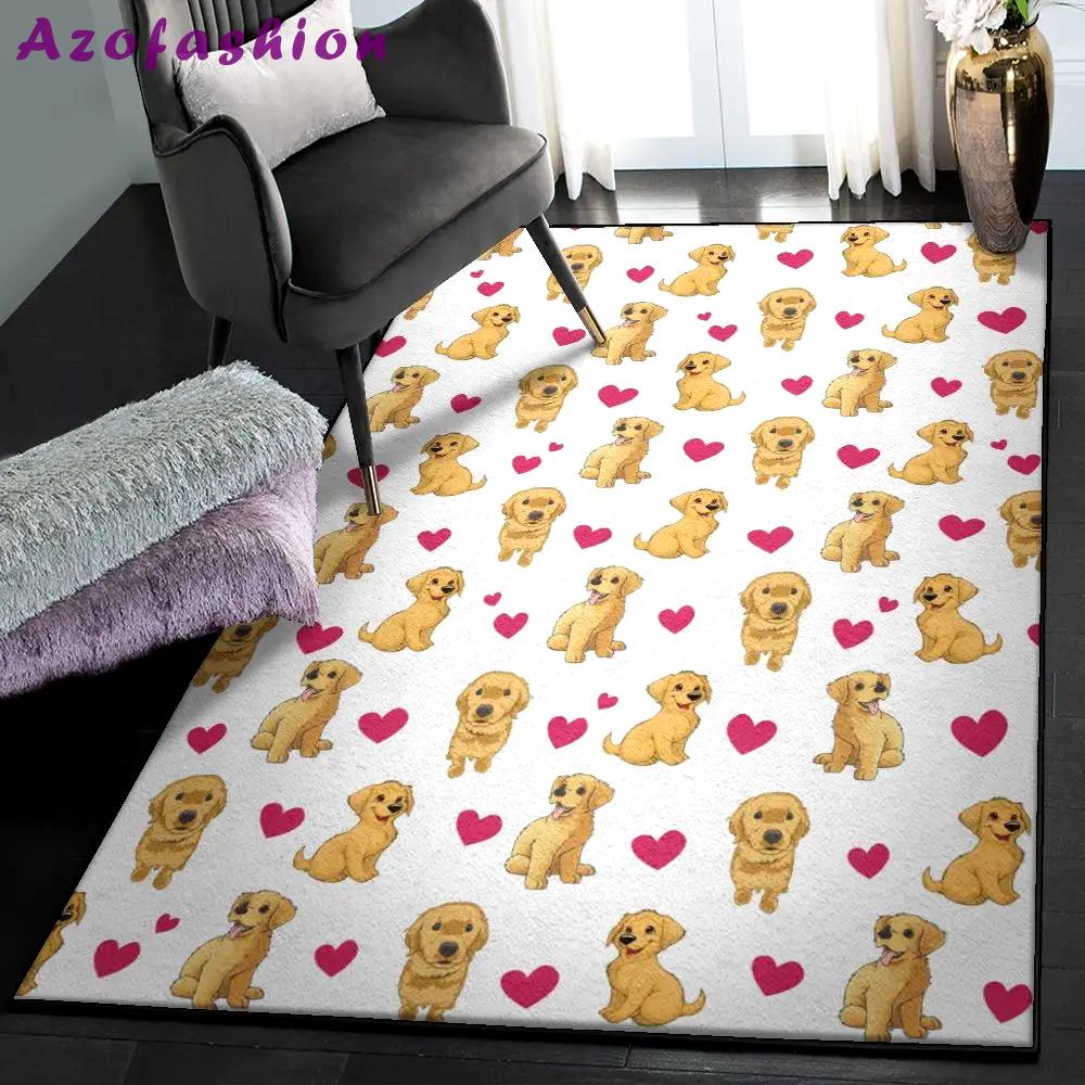 Couple non shedding area rug, valentine’s day golden retriever heart gs cl rug Rectangle Rug