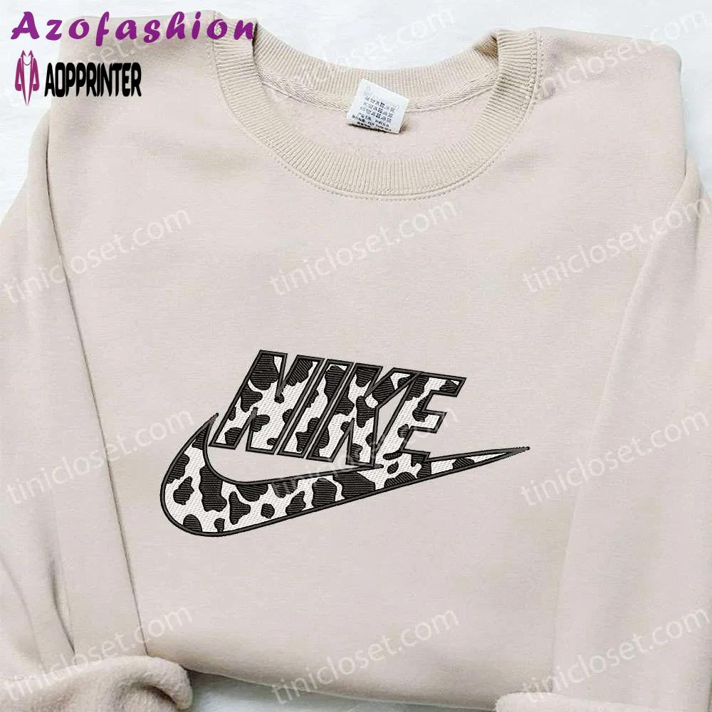 Cow pattern x nike hoodie & embroidered shirt: best family gifts Embroidered Shirt