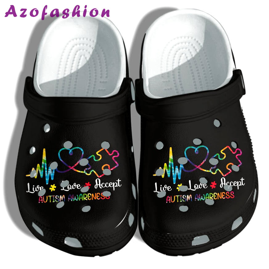 Crocs outfit - autism awareness crocs heartbeat live love accept crocband clog shoes for men women - 70 Crocs Outfit