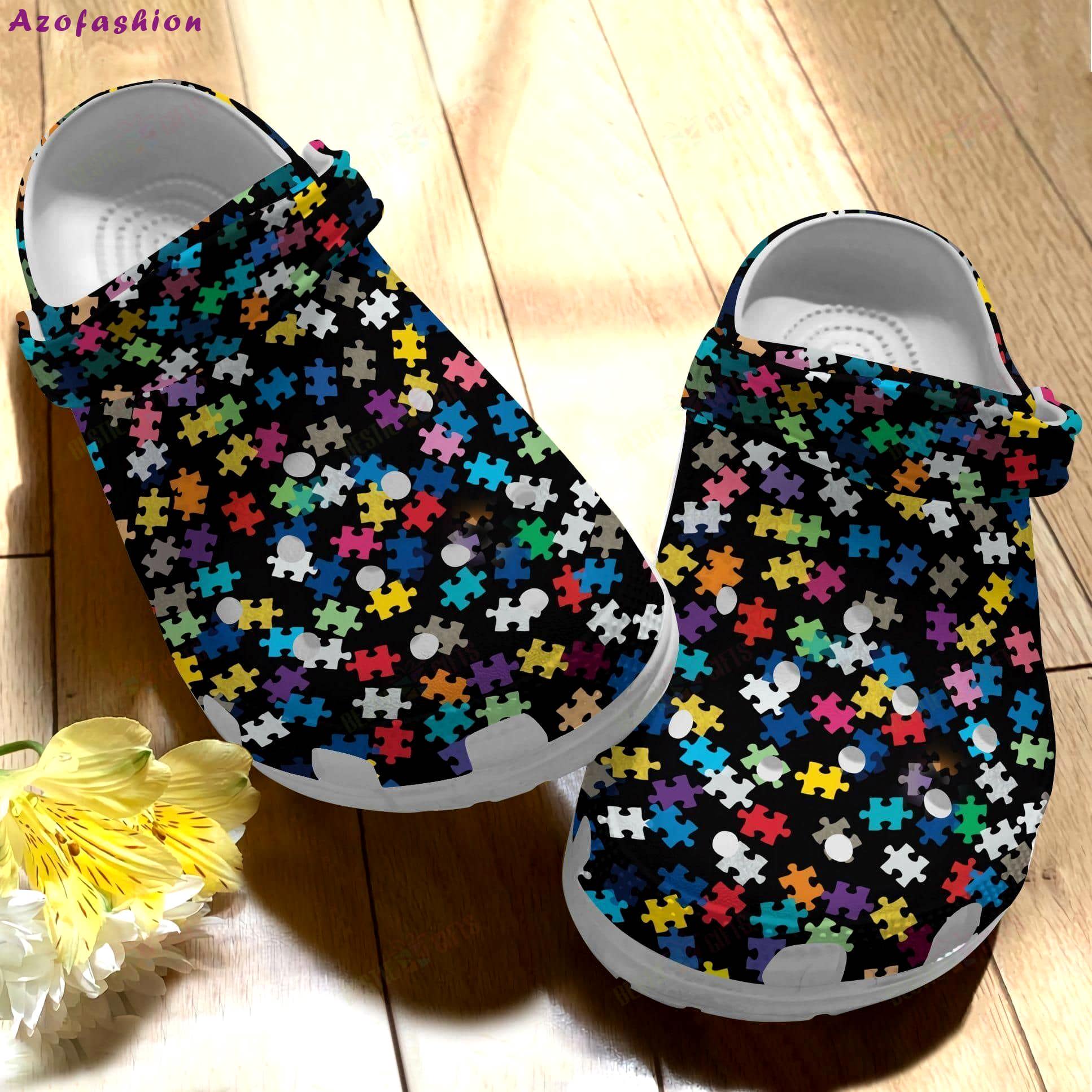 Crocs outfit - autism awareness crocs puzzle pattern crocband clog shoes for men women - 85 Crocs Outfit