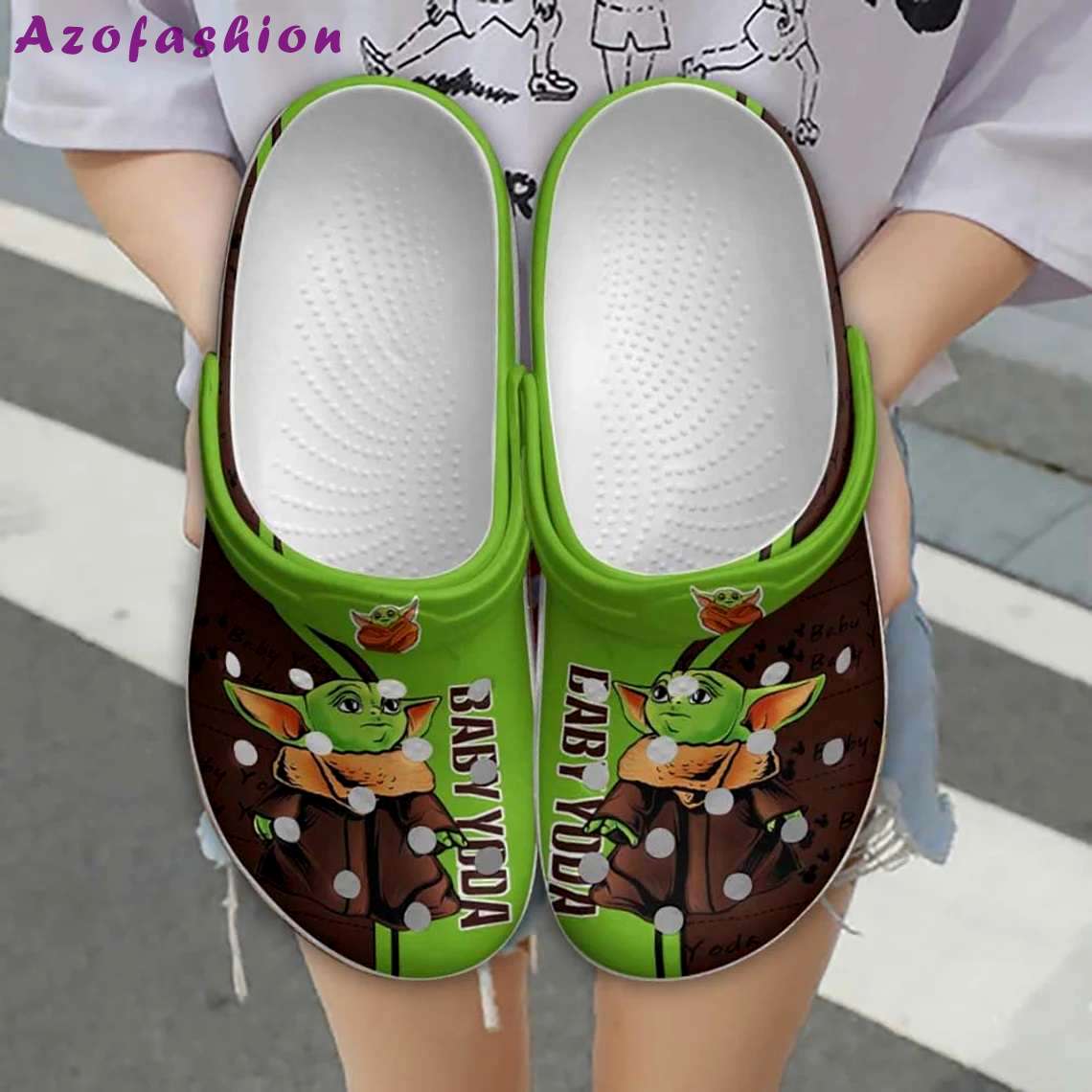 Crocs outfit - baby yoda star wars strips brown green disney graphic cartoon unisex crocs clogs crocband shoes - 164 Crocs Outfit