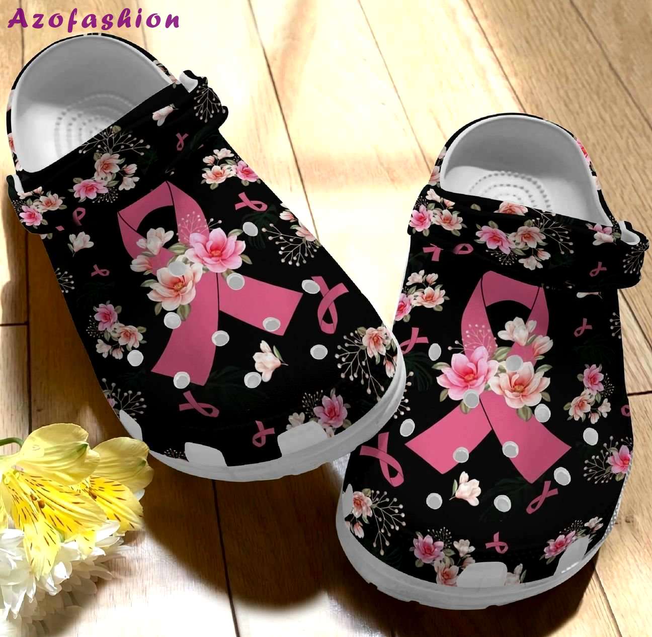 Crocs outfit - breast cancer awareness pink ribbon flower crocs crocband clog shoes - 297 Crocs Outfit
