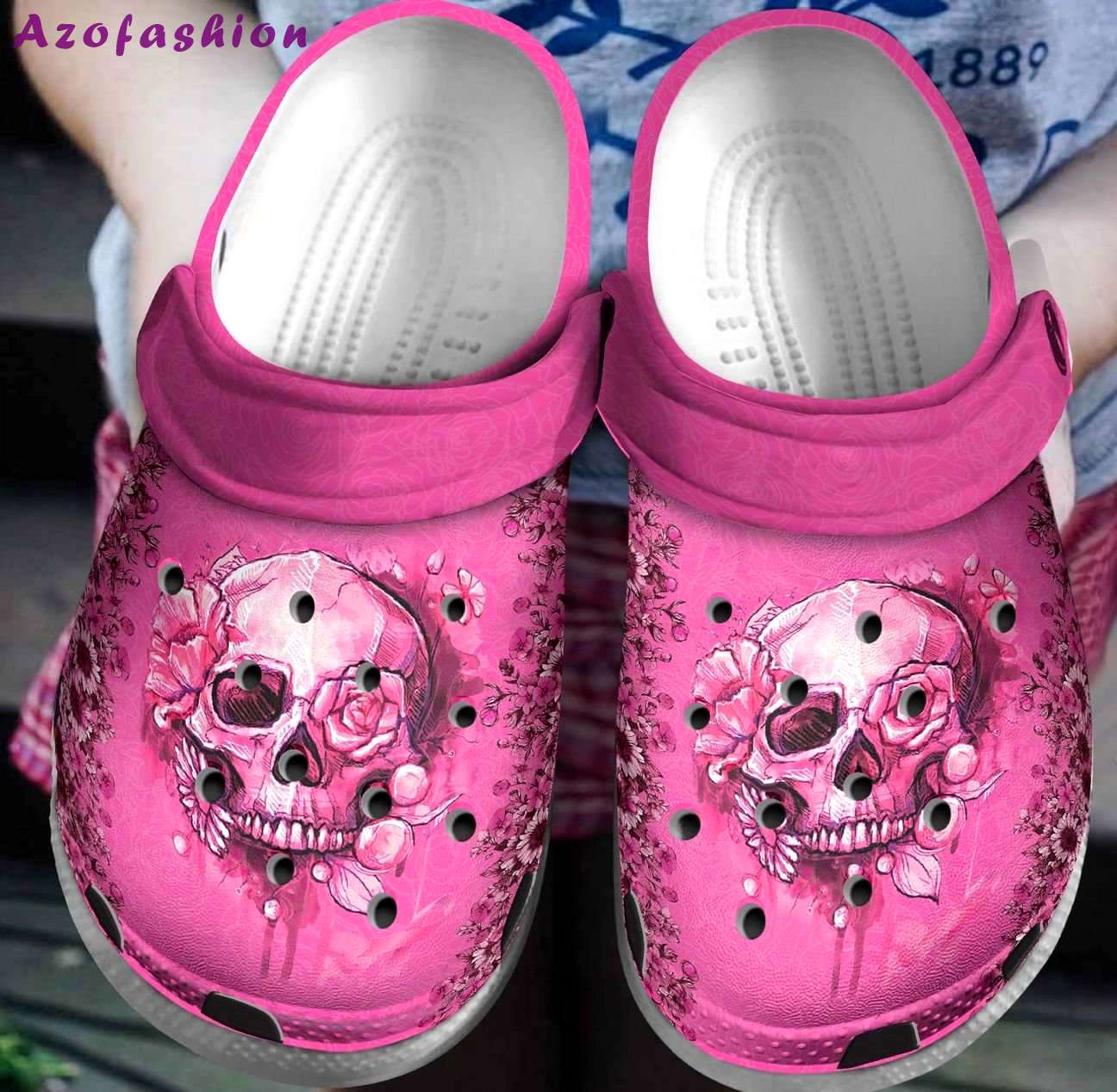 Crocs outfit - breast cancer awareness pink skull crocs crocband clog shoes - 300 Crocs Outfit