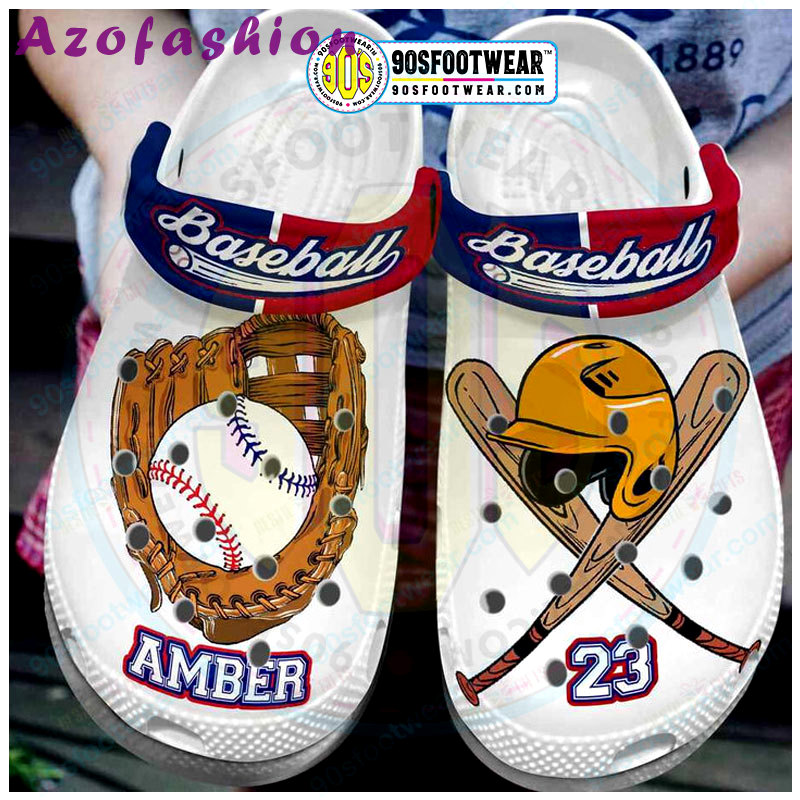 Crocs outfit - customize jersey numbers name red white blue personalized baseball crocs - 510 Crocs Outfit