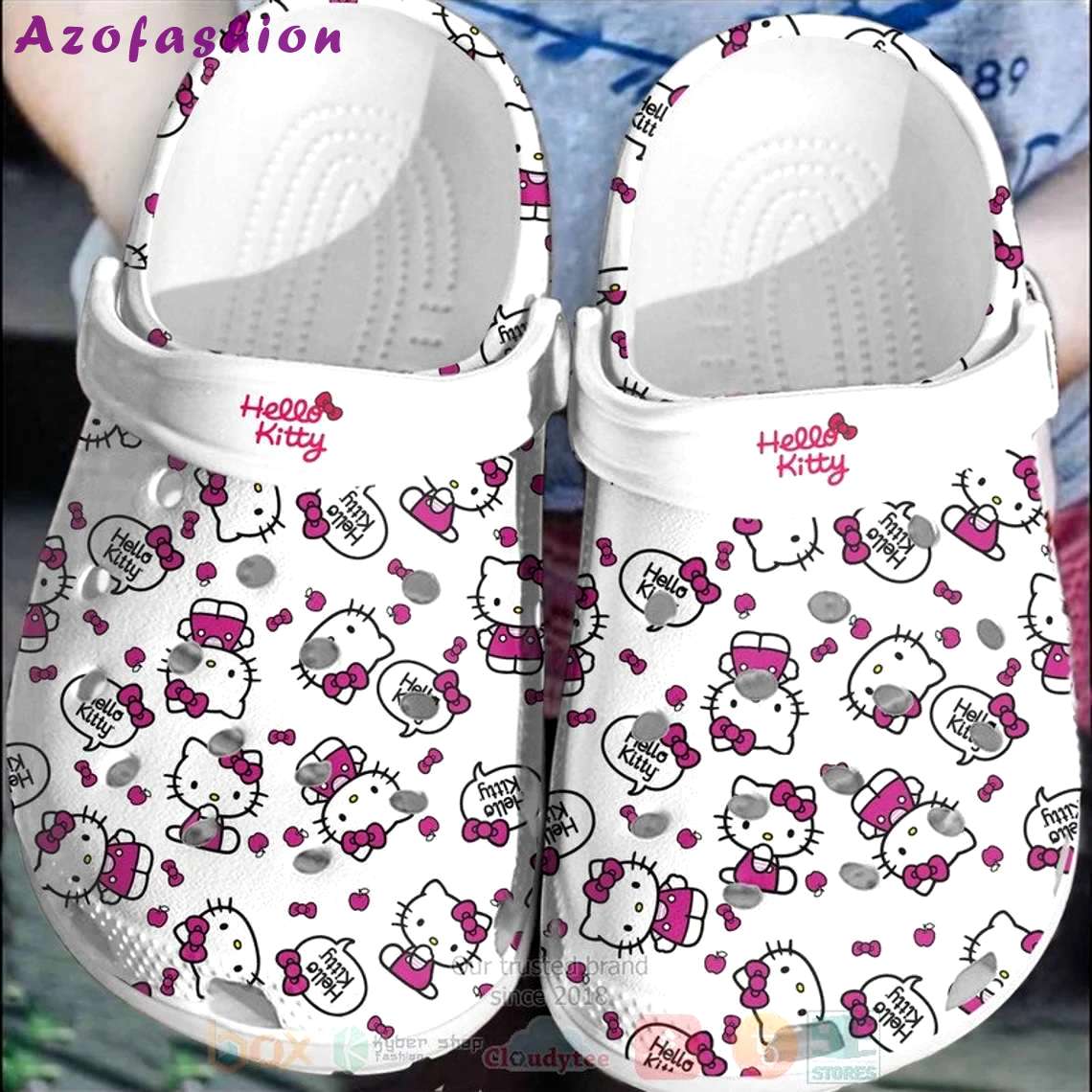 Crocs outfit - hello kitty pattern pink white crocs clogs crocband shoes - 1222 Crocs Outfit