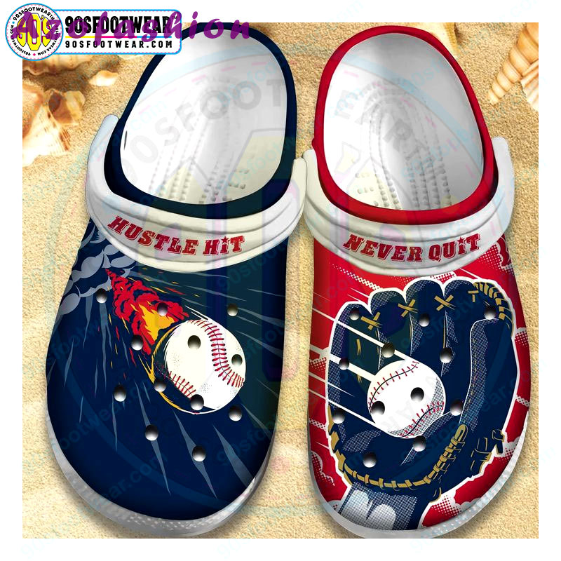Crocs outfit - hustle hit and never quit red blue baseball crocs - 1275 Crocs Outfit