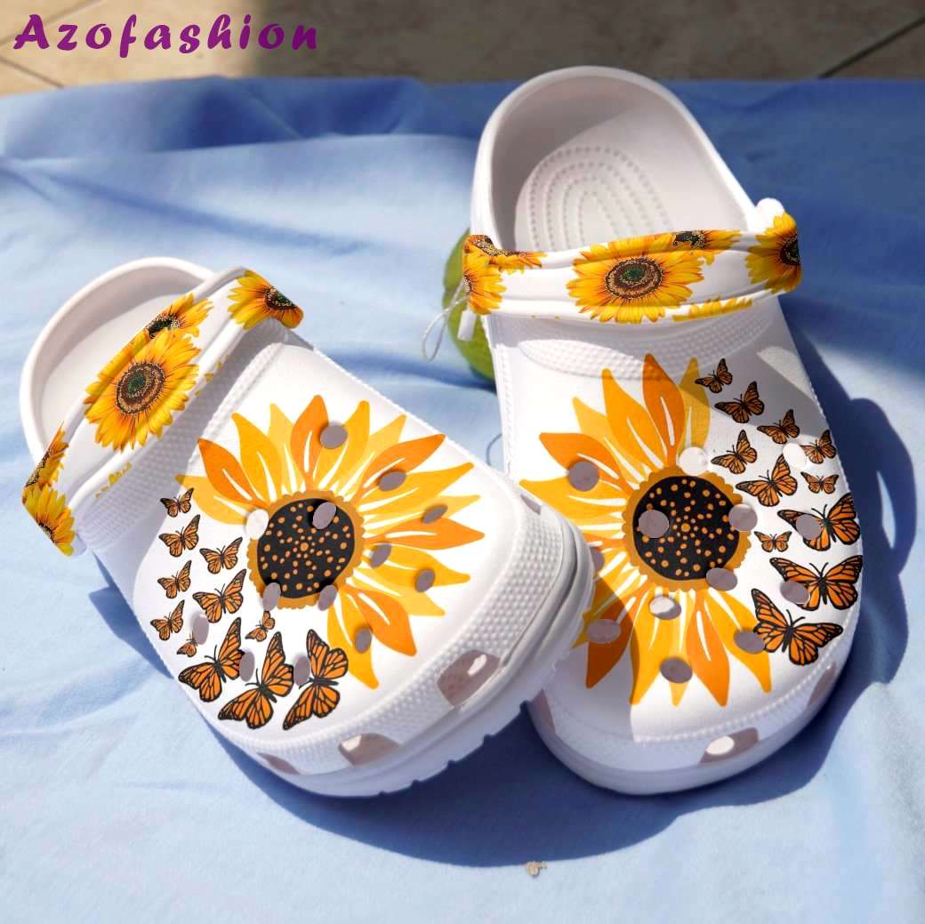Crocs outfit - love butterfly and sunflower lovers crocs crocband clog shoes - 1372 Crocs Outfit