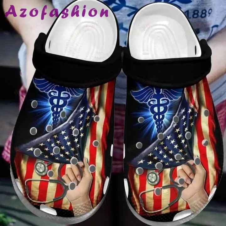 Crocs outfit - nurse american flag and nursing symbol crocs crocband clog shoes for men women - 1514 Crocs Outfit