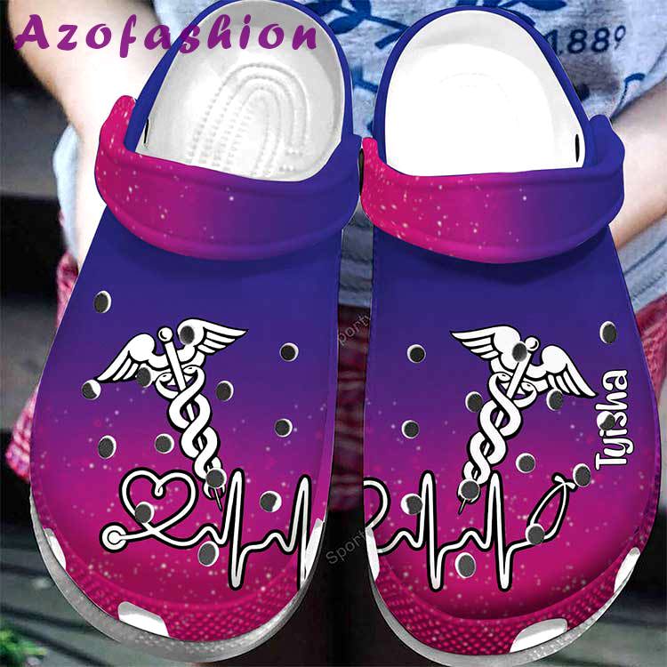 Crocs outfit - personalized nurse symbol purple crocs clog shoes - 1798 Crocs Outfit