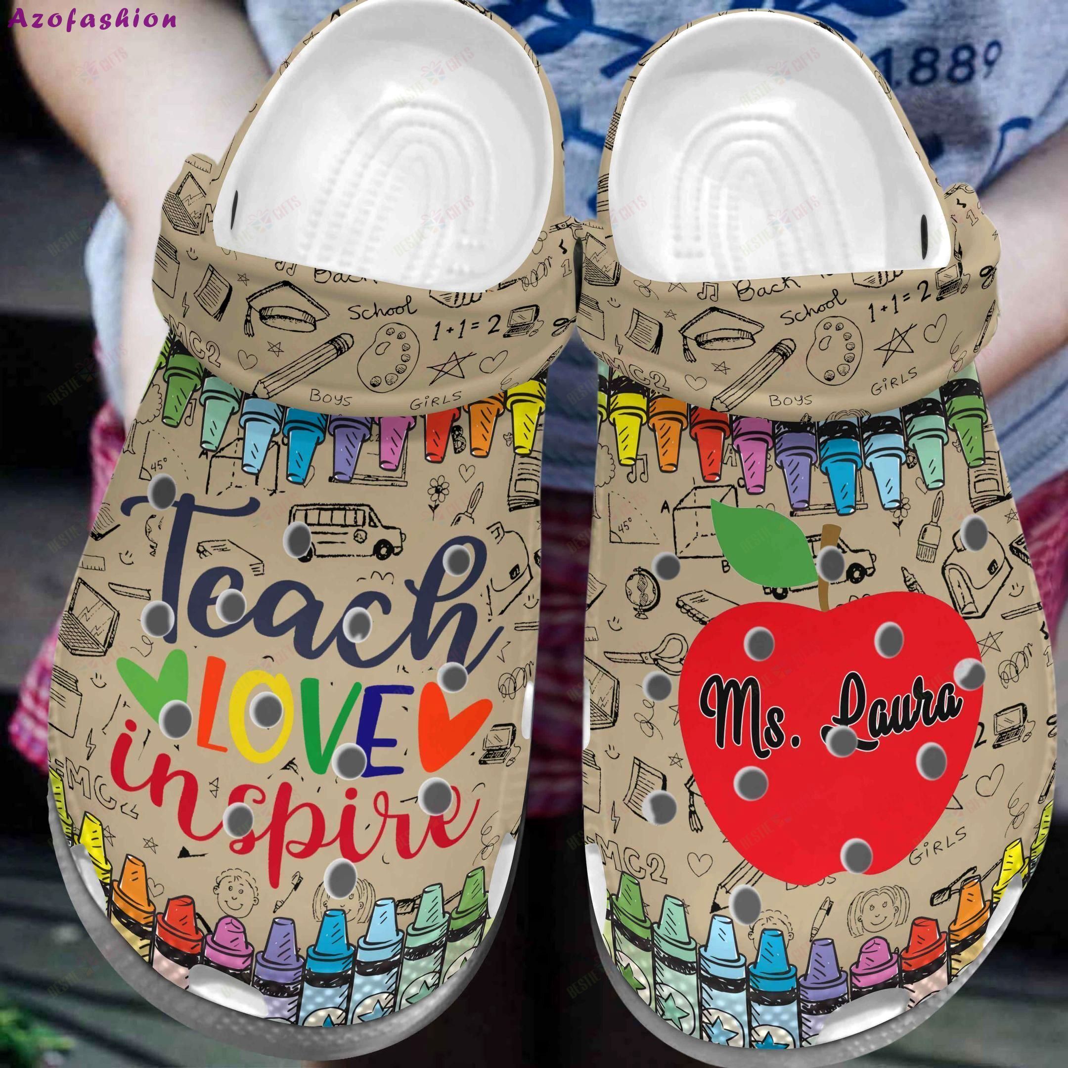 Crocs outfit - teacher personalized name teach love inspire crocs crocband clog shoes for men women - 2180 Crocs Outfit