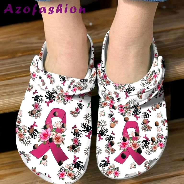 Crocs outfit - we wear pink breast cancer awareness floral crocs clogs crocband shoes - 2256 Crocs Outfit