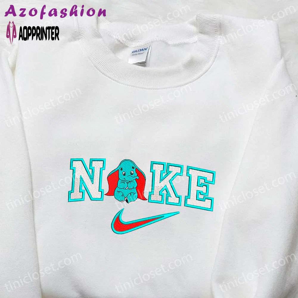 Custom baby dumbo x nike cartoon embroidered shirt – best birthday gift idea Embroidered Shirt