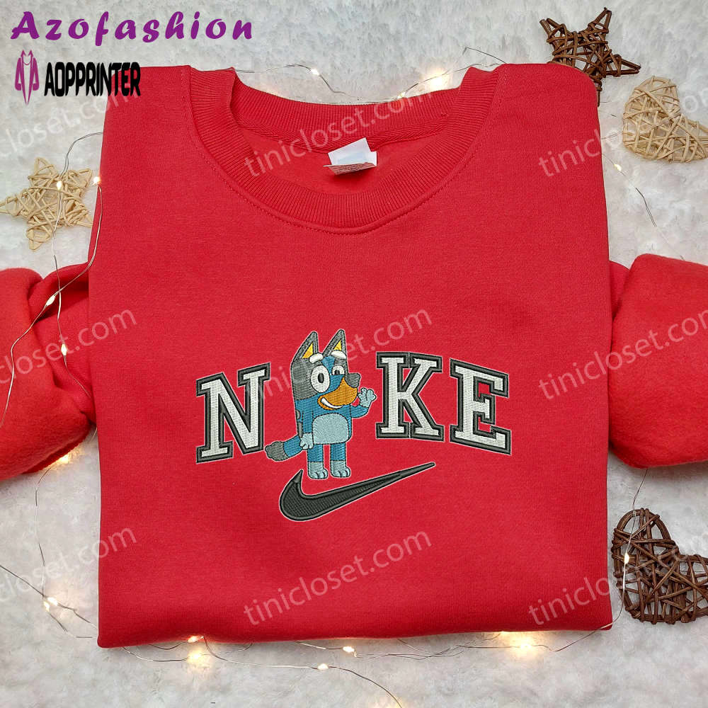 Custom bluey hi x nike embroidered shirt – unique stylish nike shirt Embroidered Shirt