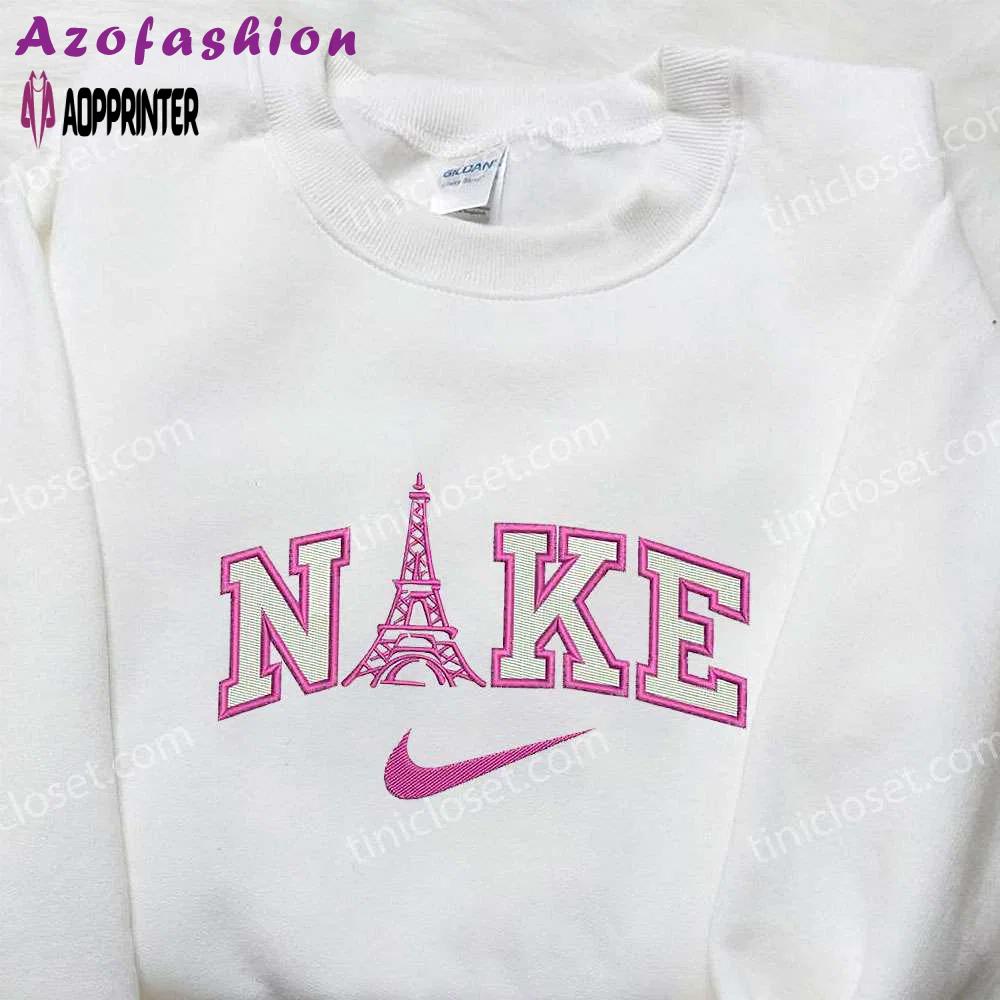 Custom eiffel x nike embroidered shirt: perfect gift for son unique and stylish Embroidered Shirt