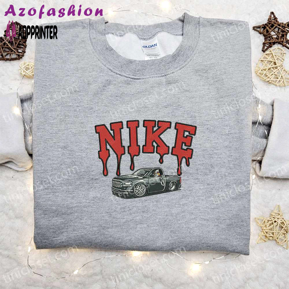 Custom leatherface truck x nike movie embroidered shirt – best halloween gift ideas Embroidered Shirt