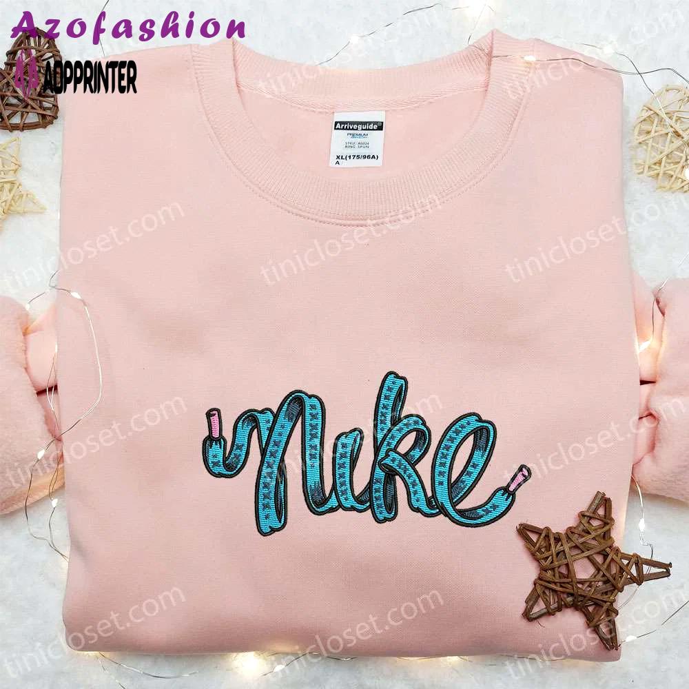 Custom nike embroidered hoodie – shoelace x nike inspired sweatshirt Embroidered Shirt