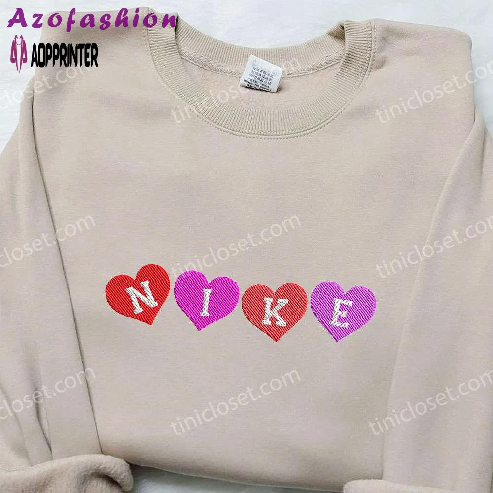 Custom nike embroidered shirt four heart x valentine design Embroidered Shirt