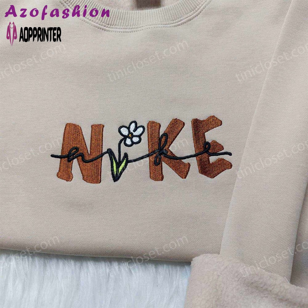 Custom nike flower embroidered shirt: vintage style & unique design Embroidered Shirt