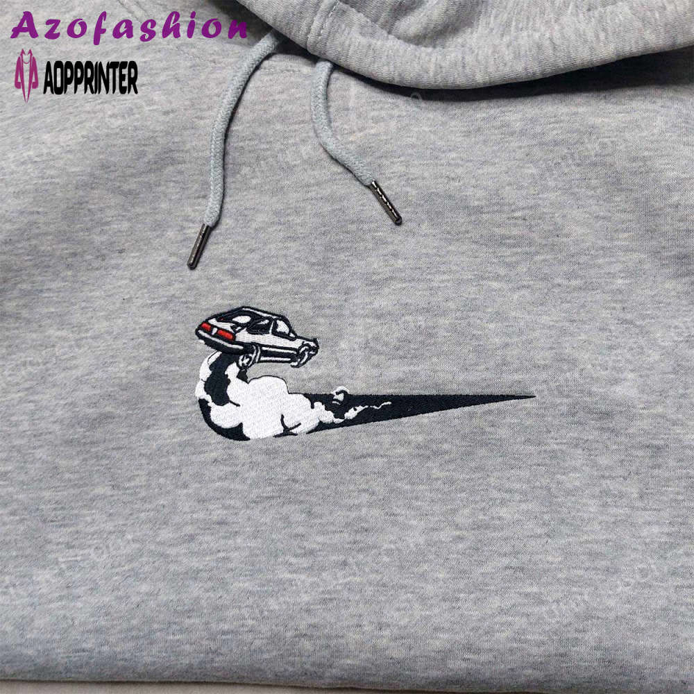 Custom nike racing car embroidered shirt: perfect men s gift with iconic logo Embroidered Shirt