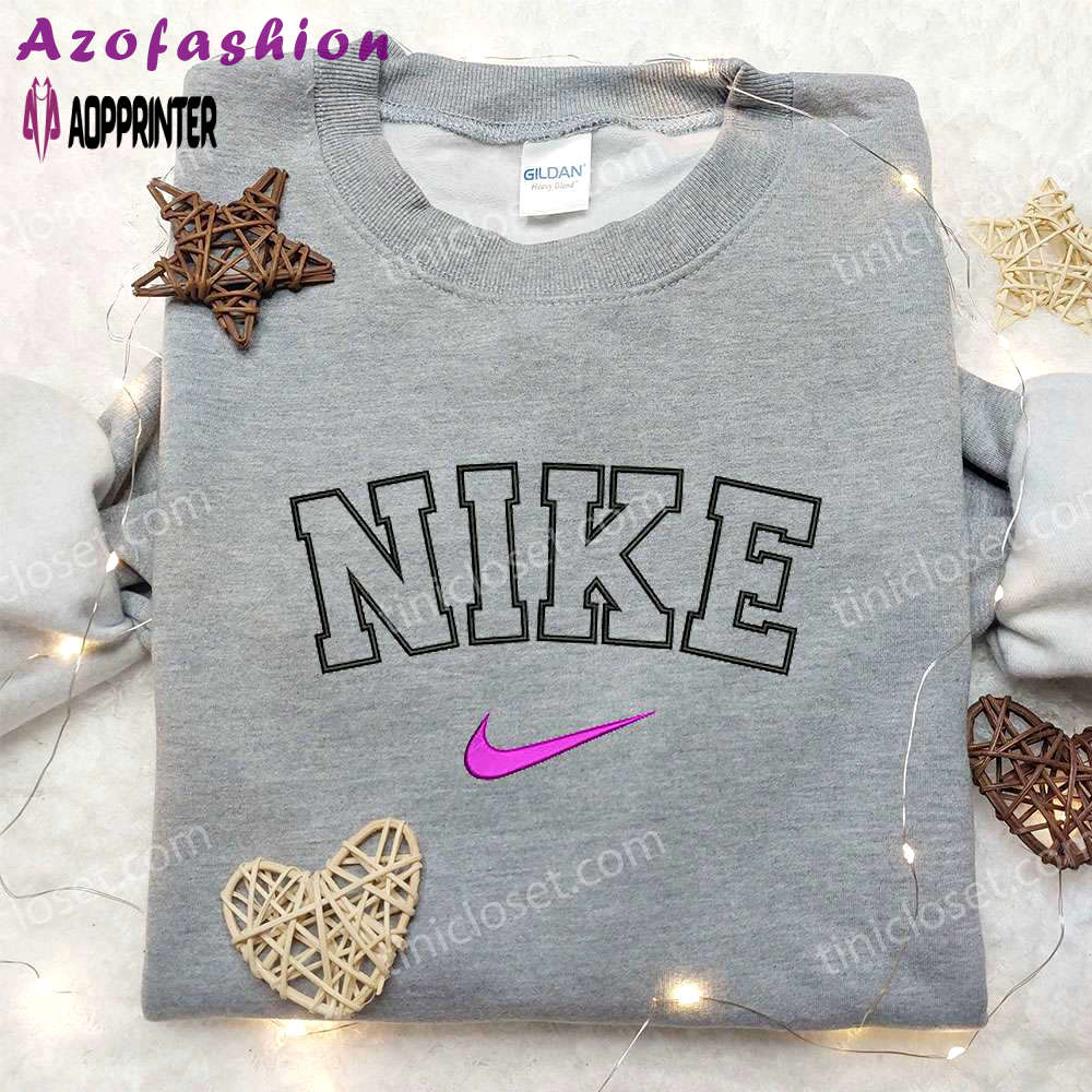 Custom nike swoosh embroidered sweatshirt – nike inspired shirt perfect birthday gift ideas Embroidered Shirt