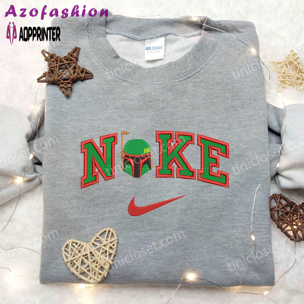 Custom nike x helmet boba fett embroidered shirt: the book of boba fett design Embroidered Shirt