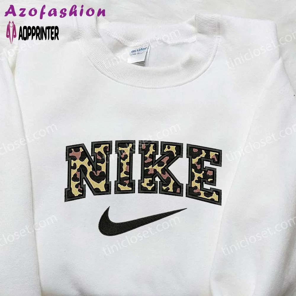 Custom nike x leopard embroidered shirt: best family gifts Embroidered Shirt