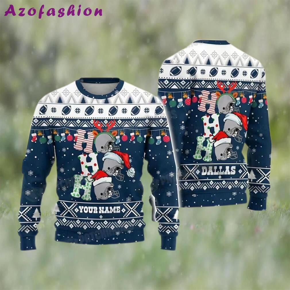 Customized nfl dallas football ho ho ho ugly christmas sweater cowboys gift ideas Christmas Ugly Sweater