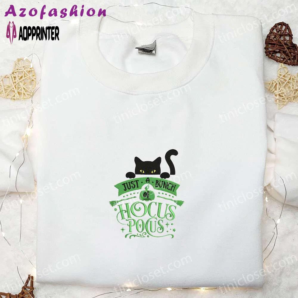 Cute halloween cat embroidered shirt: hocus pocus sweatshirt & best shirt ideas Embroidered Shirt