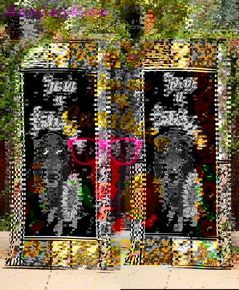 Dachshund you are my sunshine fleece blanket, mink sherpa blanket, dachshund blanket, dog own quilt, dog lover gift Quilt Blanket