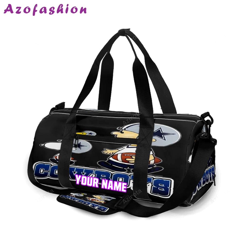 Dallas cowboys chairlie snoopy woodstock personalized name travel bag gym bag 882 Travel Bag