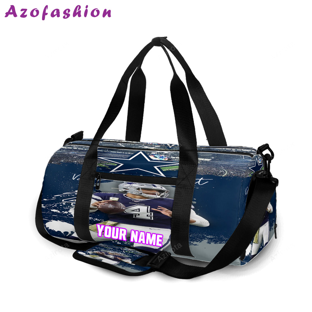 Dallas cowboys dak prescott stadium personalized name travel bag gym bag 849 Travel Bag