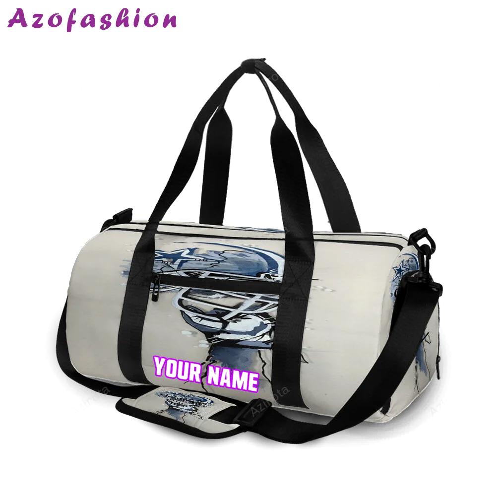Dallas cowboys hand holding helmet personalized name travel bag gym bag 1629 Travel Bag