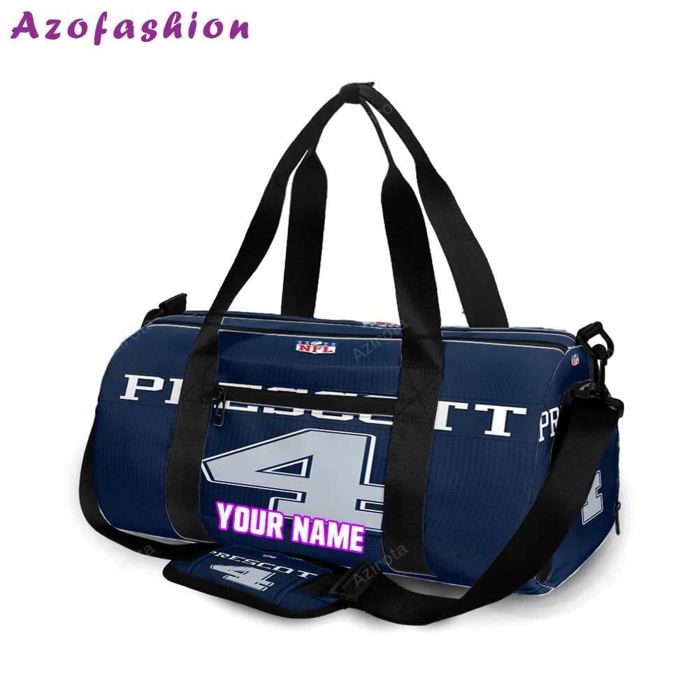 Dallas cowboys prescott 4 jersey personalized name travel bag gym bag 1307 Travel Bag