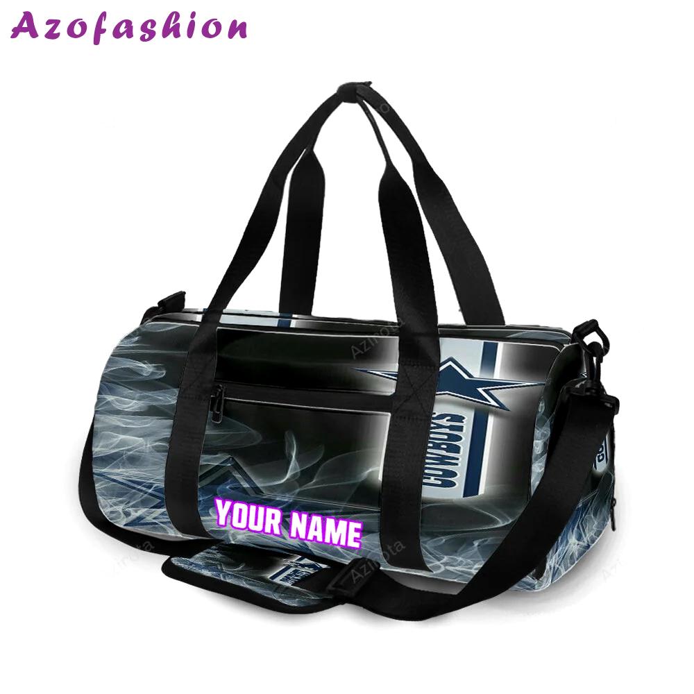 Dallas cowboys star white smoke personalized name travel bag gym bag 388 Travel Bag