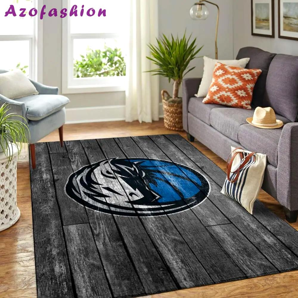 Dallas mavericks nba grey wooden style living room rug regtangle carpet Rectangle Rug