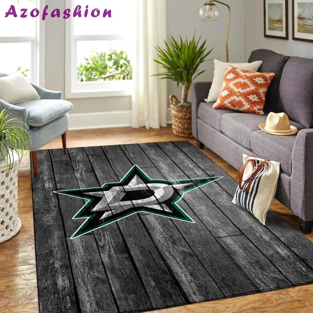 Dallas stars nhl grey area rugs wooden style living room regtangle carpet Rectangle Rug