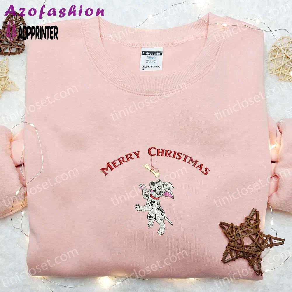 Dalmatian with bone merry christmas shirt disney characters hoodie – best family christmas gifts Embroidered Shirt