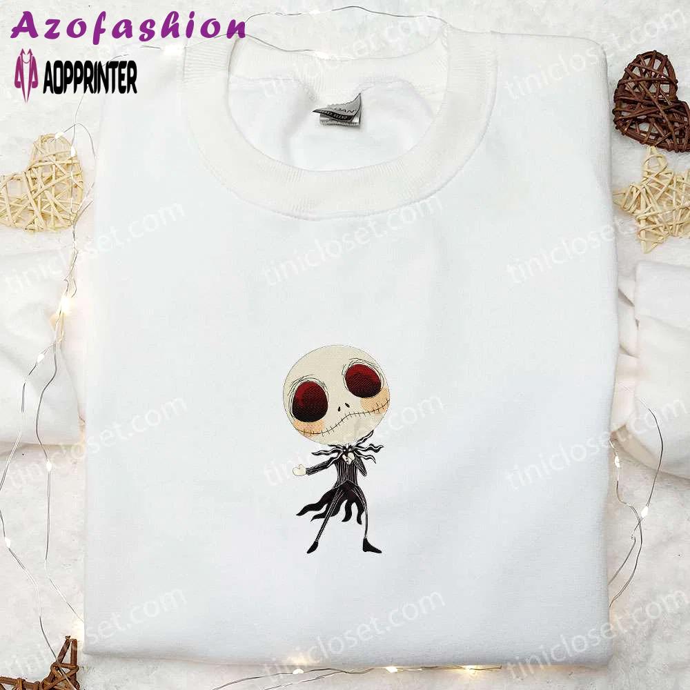 Dancing jack skellington embroidered shirt: best halloween movie gift for family Embroidered Shirt