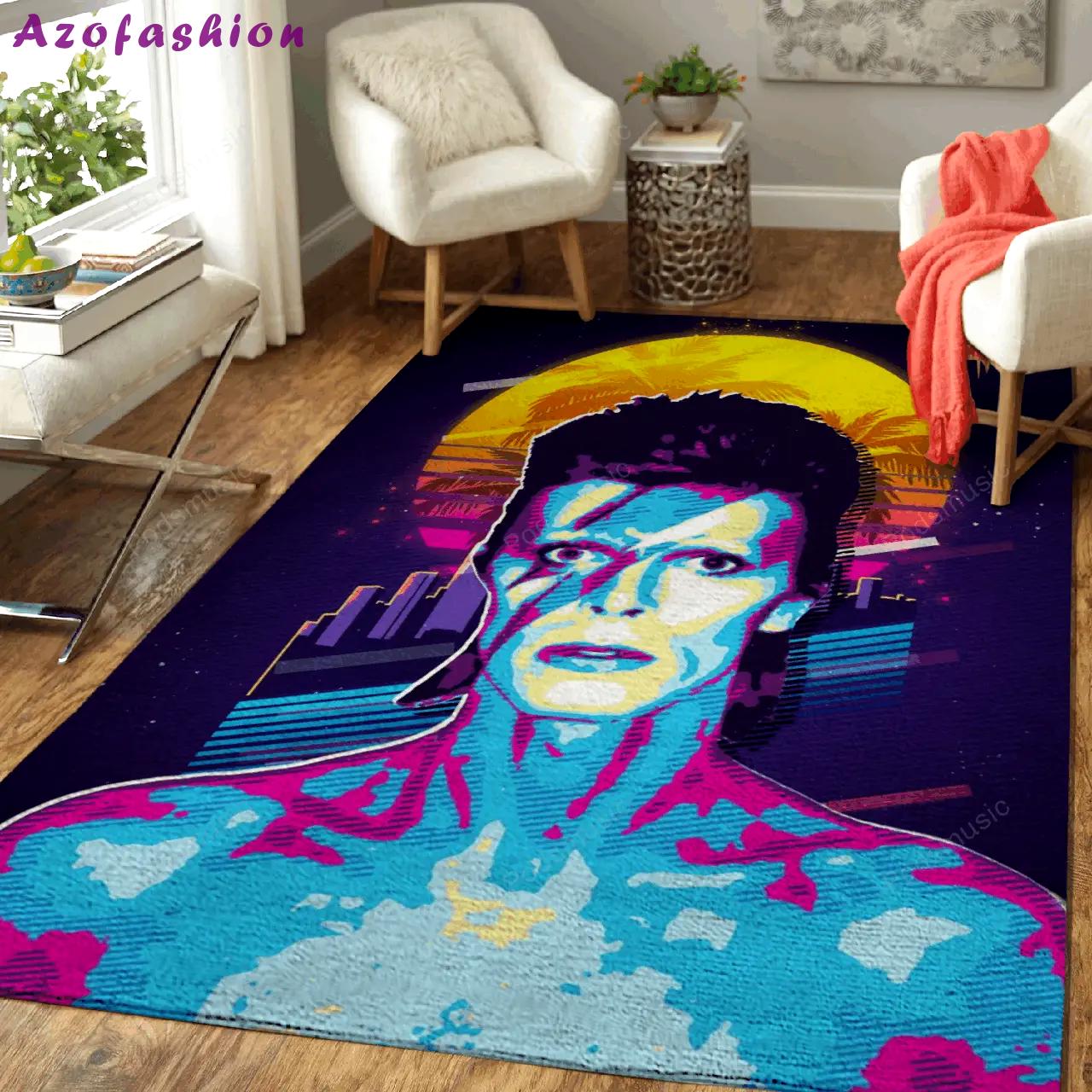 David bowie 80s 2 retro music art for fans area rug living room carpet rug regtangle carpet floor decor home decor Rectangle Rug