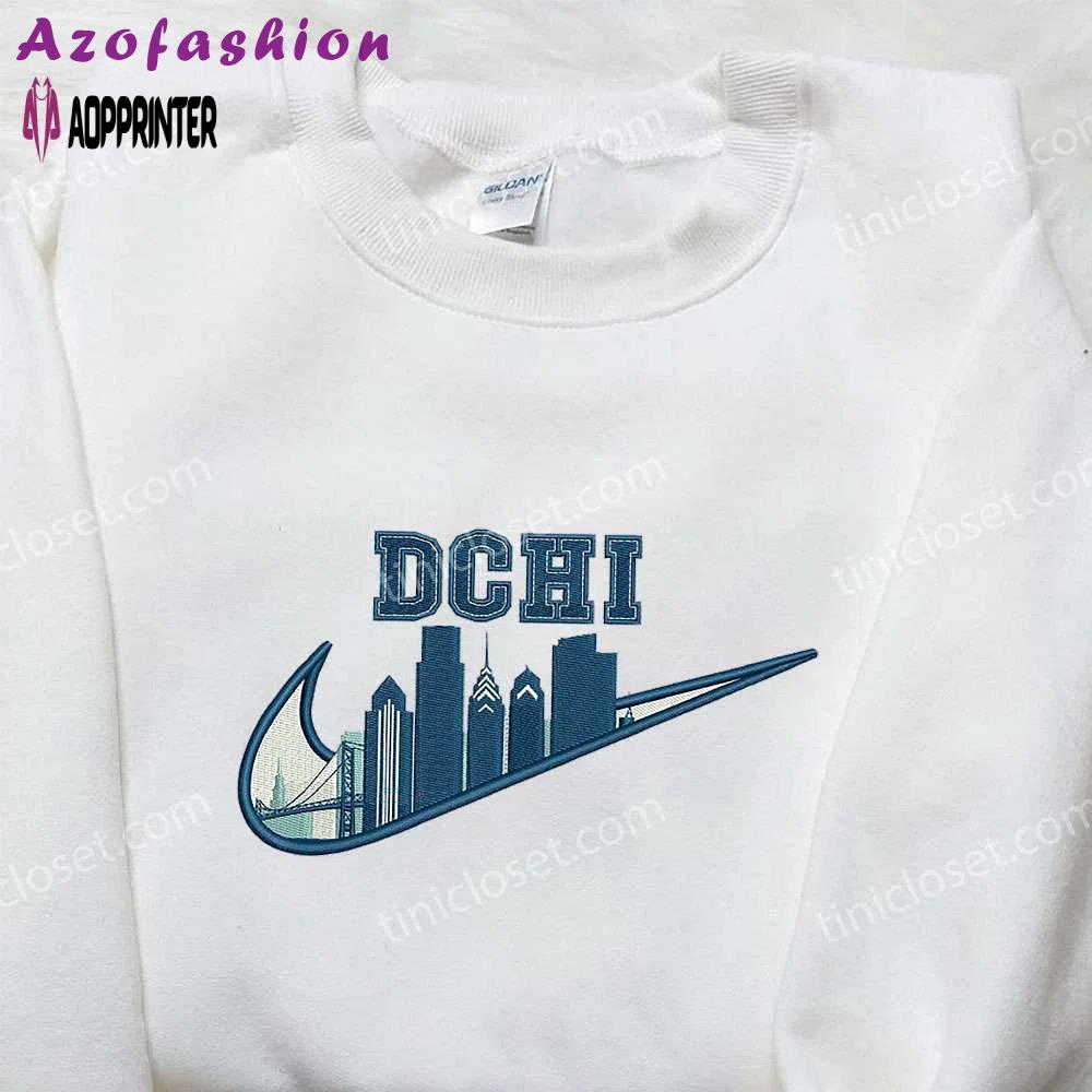Dchi city x nike embroidered shirt: unique gift for wife customized and stylish Embroidered Shirt