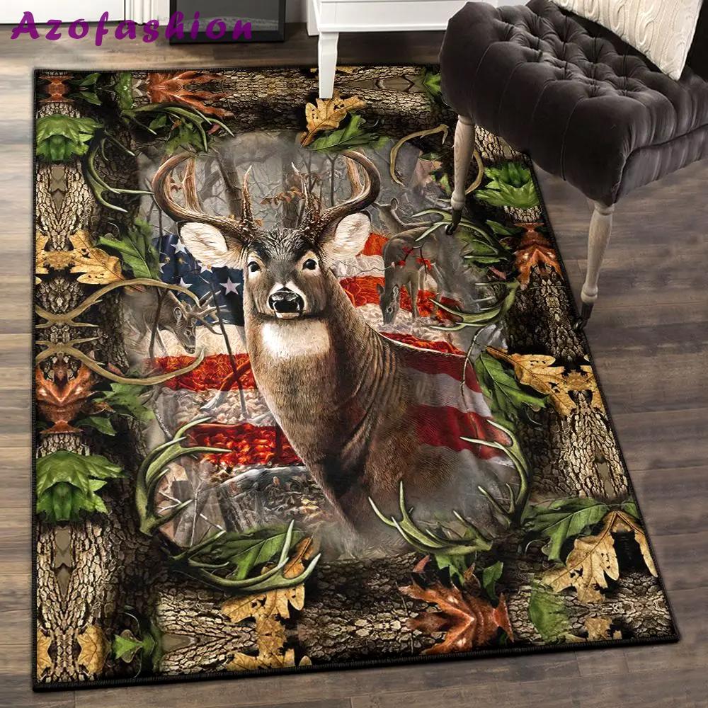 Deer hunting bedroom rugs, deer hunting rug Rectangle Rug