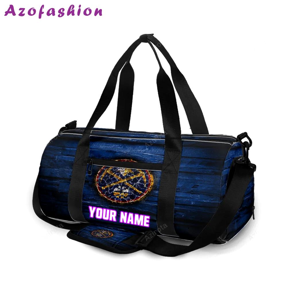 Denver nuggets lava navy wood personalized name travel bag gym bag 2168 Travel Bag