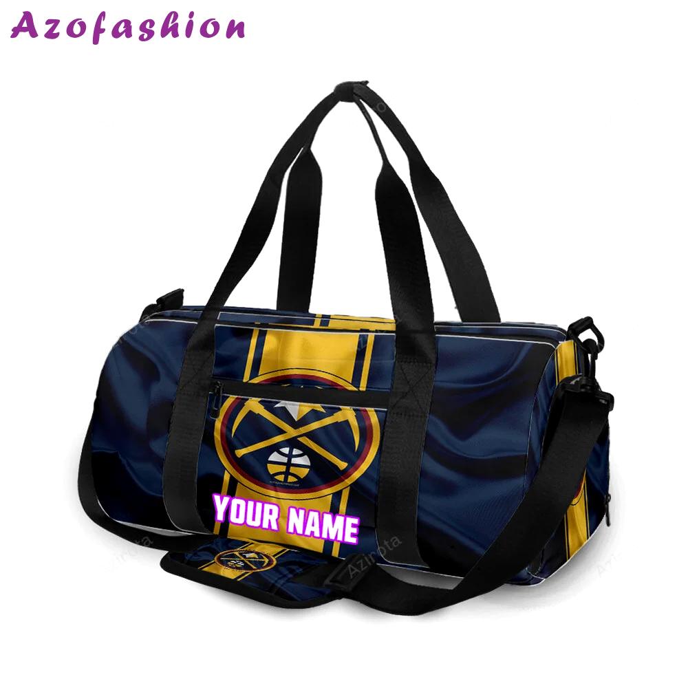 Denver nuggets yellow navy silk personalized name travel bag gym bag 907 Travel Bag